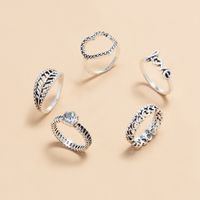 Simple Letter Heart Hollow Leaf Ring 6 Set main image 6