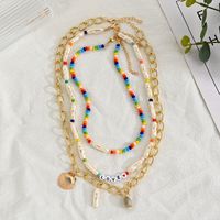 European And American Ethnic Style Multilayer Bead Shell Pendant Necklace sku image 1