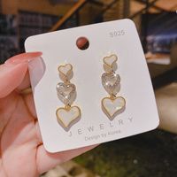 Korean New Peach Heart Earrings Temperament Three Heart Shape Earrings Fashion Earrings sku image 1
