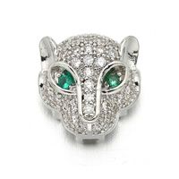 Micro-inlaid Zircon Green Eye Leopard Head Diy Copper Bracelet Accessories main image 3
