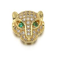 Micro-inlaid Zircon Green Eye Leopard Head Diy Copper Bracelet Accessories main image 4
