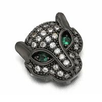 Micro-inlaid Zircon Green Eye Leopard Head Diy Copper Bracelet Accessories main image 6
