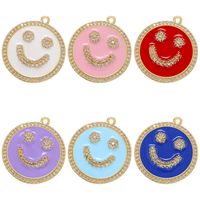 Micro-inlaid Zircon Smiley Face Pendant Color Dripping Oil Diy Jewelry Zircon Accessories main image 1