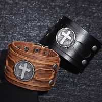 European And American Punk Cross Wide Leather Bracelet Wholesale main image 4