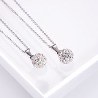 Simple Full Diamond Ball Pendant Necklace Fashion Necklace Earrings Set main image 3