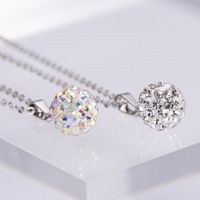 Simple Full Diamond Ball Pendant Necklace Fashion Necklace Earrings Set main image 4