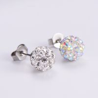 Simple Full Diamond Ball Pendant Necklace Fashion Necklace Earrings Set main image 6