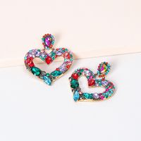 European And American Heart-shaped Diamond-studded Earrings main image 6