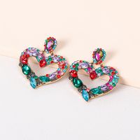 European And American Heart-shaped Diamond-studded Earrings main image 5