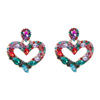 European And American Heart-shaped Diamond-studded Earrings main image 2