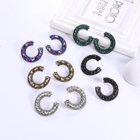 Pendientes Con Incrustaciones De Diamantes En Forma De C Con Letra De Moda Europea Y Americana Al Por Mayor main image 3