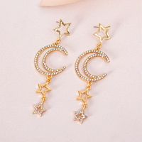 European And American New Star Moon Earrings Alloy Diamond Earrings main image 4