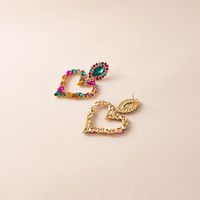 European And American Simple Heart-shaped Earrings Alloy Diamond Earrings Wholesale main image 4