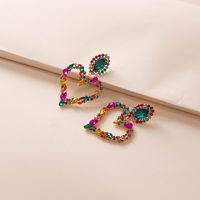 European And American Simple Heart-shaped Earrings Alloy Diamond Earrings Wholesale main image 5