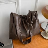 Simple Color Large Portable One-shoulder Casual Texture Tote Bag main image 5