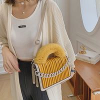 Plush Trendy Fashion Fold Chain One Shoulder Messenger Small Square Bag main image 5