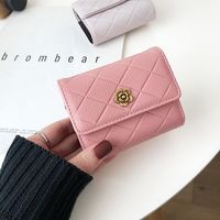 Women's Short Wallet New Sun Flower Embossed Buckle Coin Purse Tri-fold Wallet main image 1