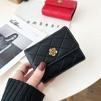 Women's Short Wallet New Sun Flower Embossed Buckle Coin Purse Tri-fold Wallet main image 4