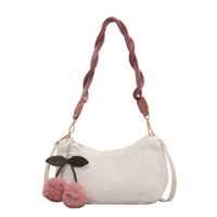 Furry Underarm Solid Color Plush One-shoulder Messenger Texture Bag sku image 3