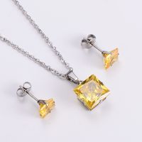 Acero Inoxidable Chapados en oro de 18k Diamante Circón sku image 3