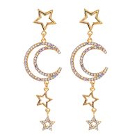 European And American New Star Moon Earrings Alloy Diamond Earrings sku image 1