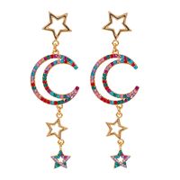 European And American New Star Moon Earrings Alloy Diamond Earrings sku image 2