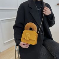 Western Shoulder Chain Fashion Plush Portable Small Square Messenger Bag sku image 2