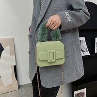 Western Shoulder Chain Fashion Plush Portable Small Square Messenger Bag sku image 3
