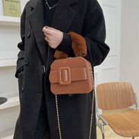 Western Shoulder Chain Fashion Plush Portable Small Square Messenger Bag sku image 5