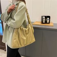 Simple Color Large Portable One-shoulder Casual Texture Tote Bag sku image 1