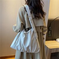 Simple Color Large Portable One-shoulder Casual Texture Tote Bag sku image 3