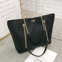 Simple Large-capacity Handbag New Trendy Rhombus Chain Solid Color Shoulder Bag sku image 1