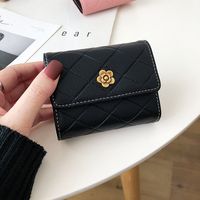 Women's Short Wallet New Sun Flower Embossed Buckle Coin Purse Tri-fold Wallet sku image 2