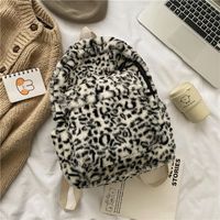 Backpack Female Leopard Print Plush Bag Autumn And Winter New Schoolbag sku image 1