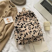 Backpack Female Leopard Print Plush Bag Autumn And Winter New Schoolbag sku image 2