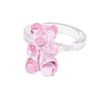 Korean Macaron Transparent Colored Bear Ring Wholesale sku image 7