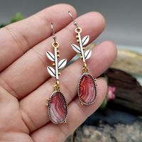 New Creative Tree Leaf Agate Earrings Dangle Earrings main image 6