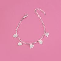 Simple Design Accessories Metal Fluorescent Geometric Peach Heart Pendant Bracelet Anklet main image 7