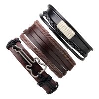 European And American Jewelry Leather Cord Woven Alloy Guitar Bracelet Three-piece Set main image 1