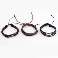 European And American Jewelry Leather Cord Woven Alloy Guitar Bracelet Three-piece Set main image 4