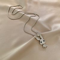 Personalized Fashion Hip-hop Rabbit Necklace Full Of Diamond Trend Pendant Temperament Sweater Chain main image 4