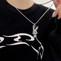 Personalized Fashion Hip-hop Rabbit Necklace Full Of Diamond Trend Pendant Temperament Sweater Chain main image 5