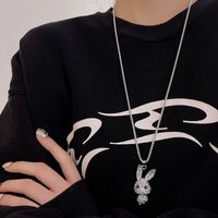 Personalized Fashion Hip-hop Rabbit Necklace Full Of Diamond Trend Pendant Temperament Sweater Chain main image 6