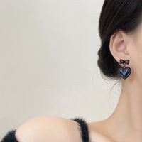 Tide Black Love Earrings Female Retro Design Niche Earrings main image 3