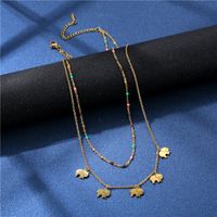 Simple Fashion Double-layer Baby Elephant Necklace Oil Dripping Stainless Steel Clavicle Chain main image 1