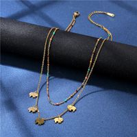 Simple Fashion Double-layer Baby Elephant Necklace Oil Dripping Stainless Steel Clavicle Chain main image 3