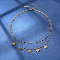 Simple Fashion Double-layer Baby Elephant Necklace Oil Dripping Stainless Steel Clavicle Chain main image 4