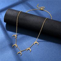 European And American Moon Pendant Clavicle Chain Female Stainless Steel Crescent Necklace main image 1