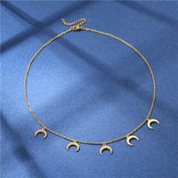 European And American Moon Pendant Clavicle Chain Female Stainless Steel Crescent Necklace main image 4