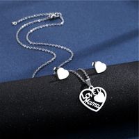 Fashion Heart-shaped Mother's Day Stainless Steel Ecklace Earrings Set main image 2